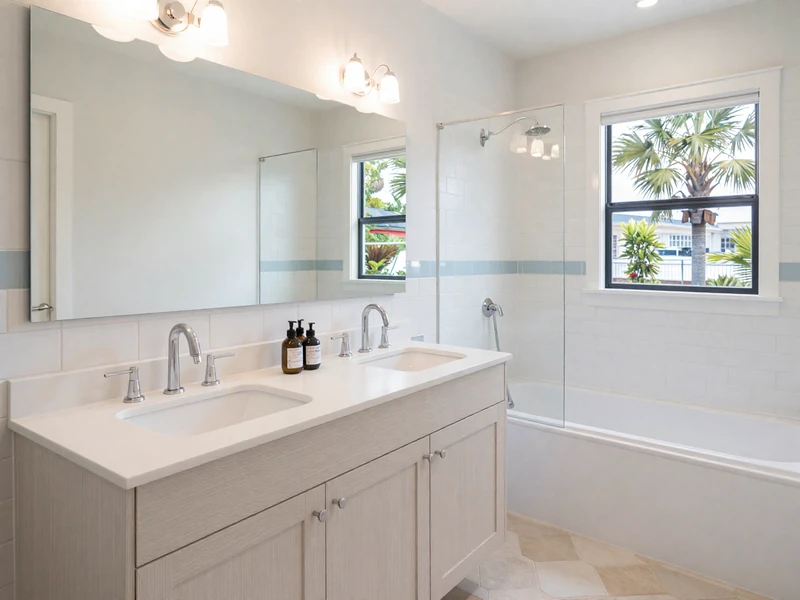 Guest bathroom remodel in Arch Beach Heights with coastal modern design
